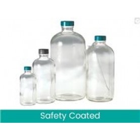 Qorpak GLA-00953 Boston Round Narrow Mouth Bottle, 240 mL,  Glass coated w/ Plastisol, No Cap (Case of 24 )