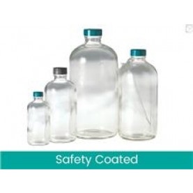 Qorpak GLA-00937 Boston Round Narrow Mouth Bottle, 480 mL,  Glass coated w/ Plastisol, No Cap (Case of 60 )