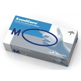 Medline MDS8083H SensiCare Nitrile Exam Gloves Nitrile, Blue Glove, Beaded Cuff, X-Small (150/box)