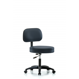 VDHST-RG-T0-RC ECom Vinyl Office Stool with Back for Desk Height, No Foot Ring, Casters, No Seat Tilt, No Arms