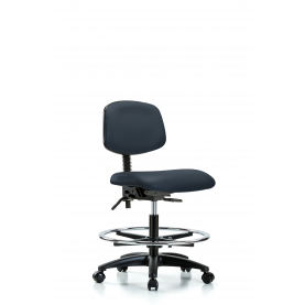 VMBCH-RG-T1-A0-CF-RC ECom Vinyl Office Chair for Medium Bench Height, Chrome Foot Ring, Casters, Seat Tilt, No Arms