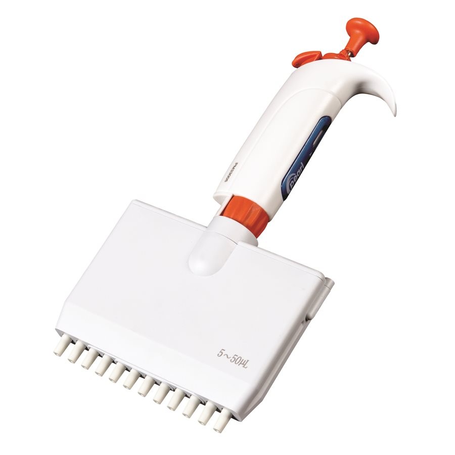 Heathrow Scientific  Air Displacement ,12 Channel 30 - 300 µL Manual Adjustable Volume  Set of 1 Orange