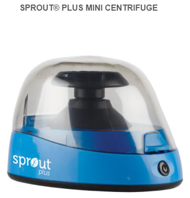 Heathrow Scientific Sprout® PLUS Mini-Centrifuge Package, Blue, 120611; Includes Two Tube Rotors, Two Sets of Tube Adapters, Storage Case, O-rings, and Tube Rack, See "Details" below for More...