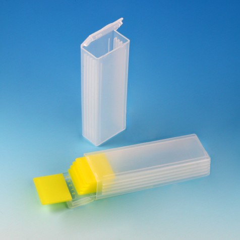 Globe Flip Top Lid Slide Mailer, for 5 slides, Polypropylene, Blue