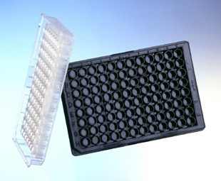 Greiner Bio 96 Well Microplate, Flat Bottom, Black (10 per Pack/ 100 per Case), 655209