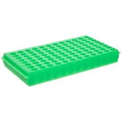 0093F Bio Plas 96-Well Reversible Microtube Rack, Fits 0.5, 1.5 and 2.0mL Tubes, Fluorescent Green