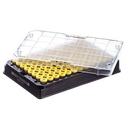 Rack with 96 yellow-capped 300µl Cryo.s, Datamatrix barcode (generic 2D sequence)