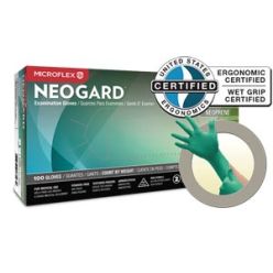 Ansell C520 Exam Gloves, Chloroprene, PF, Latex-Free, Textured Fingers, Green, X-Small, 100/bx, 10 bx/cs (US Only)