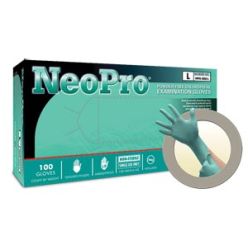 Ansell NPG-888-L Exam Gloves, PF Chloroprene, Latex-Free, Textured Fingers, Green, Large, 100/bx, 10 bx/cs (US Only)