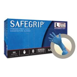 Ansell SG-375-XL Exam Gloves, PF Latex, Textured, Extended Cuff, Blue, X-Large, 50/bx; 10 bx/cs (US Only)