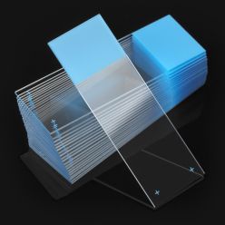 Globe Scientific Positively Microscope Slides, 25 x 75 mm, Ground Edges, Blue Frosted, 72 Slides