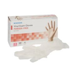 McKesson 14-114 Exam Glove McKesson Small 100 per Box NonSterile Vinyl Standard Cuff Length Smooth Clear Not Rated (10 BX/CS)
