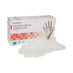 McKesson 14-118 Exam Glove McKesson Large 100 per Box NonSterile Vinyl Standard Cuff Length Smooth Clear Not Rated (10 BX/CS)