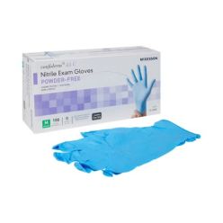 McKesson 14-656C Exam Glove McKesson Confiderm® 4.5C Medium 100 per Box NonSterile Nitrile Standard Cuff Length Textured Fingertips Blue Chemo Tested (10 BX/CS)