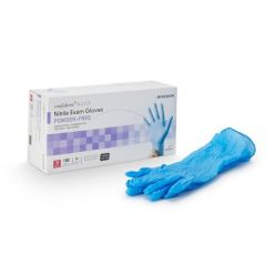 McKesson 14-674C Exam Glove McKesson Confiderm® 6.5CX Small 100 per Box NonSterile Nitrile Extended Cuff Length Textured Fingertips Blue Chemo Tested (10 BX/CS)