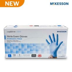 McKesson 14-6N281C Exam Glove McKesson Confiderm® 2.8 C Large 100 per Box NonSterile Nitrile Standard Cuff Length Textured Fingertips Ocean Blue Chemo Tested / Fentanyl Tested (10 BX/CS)