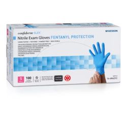 McKesson 14-6N621C Exam Glove McKesson Confiderm® 6.8C Small 100 per Box NonSterile Nitrile Standard Cuff Length Fully Textured Blue Chemo Tested / Fentanyl Tested (10 BX/CS)