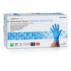 McKesson 14-6N641C Exam Glove McKesson Confiderm® 6.8C Medium 100 per Box NonSterile Nitrile Standard Cuff Length Fully Textured Blue Chemo Tested / Fentanyl Tested (10 BX/CS)