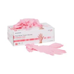 McKesson 14-6NPNK2 Exam Glove McKesson Pink Nitrile® Small 250 per Box NonSterile Nitrile Standard Cuff Length Textured Fingertips Pink Not Rated (10 BX/CS)