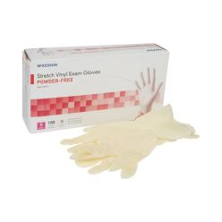 McKesson 14-814 Exam Glove McKesson Small 100 per Box NonSterile Stretch Vinyl Standard Cuff Length Smooth Ivory Not Rated (10 BX/CS)