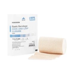 McKesson 16-1033-3-STR Elastic Bandage McKesson 3 Inch X 5 Yard Single Hook and Loop Closure Tan Sterile Standard Compression (36 EA/CS)
