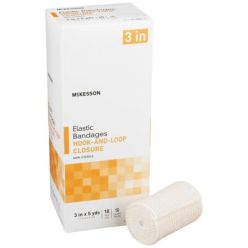 McKesson 16-1033-3 Elastic Bandage McKesson 3 Inch X 5 Yard Single Hook and Loop Closure Tan NonSterile Standard Compression (5 BX/CS)