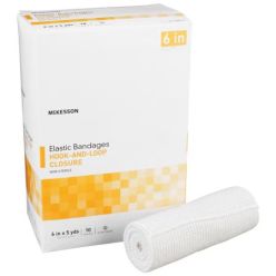 McKesson 16-1033-6 Elastic Bandage McKesson 6 Inch X 5 Yard Single Hook and Loop Closure Tan NonSterile Standard Compression (5 BX/CS)