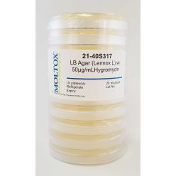 21-40S317, LB Agar w/50ug/ml Hygromycin, Plated Agar, 20 ml/plate, Culture Media, Moltox