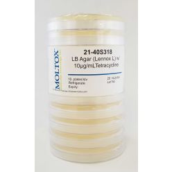 21-40S318, LB Agar w/10ug/ml Tetracycline, Plated Agar, 20 ml/plate, Culture Media, Moltox