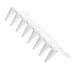 CellTreat 230465 PCR 8-Strip Tubes, 0.1mL, Attached Optically Clear Flat Caps, White Tubes, Non-sterile (120/Case)