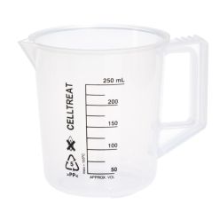 CellTreat 230522 250mL Graduated Beaker With Handle, Polypropylene, Non-sterile (12/Case)