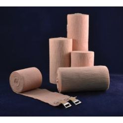 Ambra Le Roy 72650 Premium Elastic Bandage, 6" x 5 yds (Stretched) with Double Clip Closure, Tan, Latex Free (LF), 10/bx, 5 bx/cs