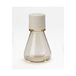 Cell culture shaker flask, 125ml, baffled bottom, PC, White Duocap, clear, sterile, 24 pcs./rack