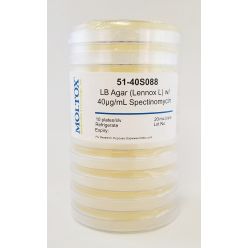 51-40S088, LB Agar w/40ug/mlSpectinomycin, Plated Agar, 20 ml/plate, Culture Media, Moltox