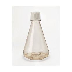 Cell culture shaker flask, 2000ml, baffled bottom, PC, White Duocap, clear, sterile, 6 pcs./rack