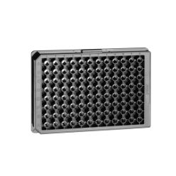 96W Half Area FLUOTRAC™™ 200 Plate, PS, Medium Binding, Flat Bottom, Chimney Style, Black µClear®