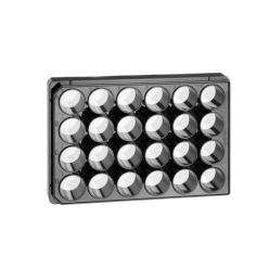 24W SensoPlate™, PS, Sterile, Flat Bottom, Chimney Style, Black/Glass, w/Lid
