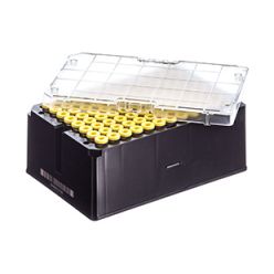 Rack with 96 yellow-capped 1000µl Cryo.s, Datamatrix barcode (generic 2D sequence)