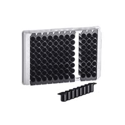 96W F8 FLUOTRAC™™ 200 Plate, PS, Medium Binding, 1x8 Flat Bottom Strips, Black Wells