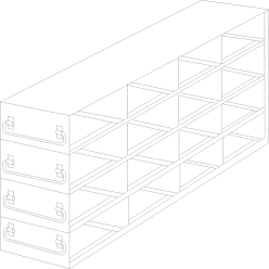 Crystal Industries UFDS-100-44 Drawer Rack for 100-Place Slide Boxes, 4x4 configuration