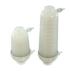 Cytiva NP5LB0201 Supracap 100 Depth Filter Capsule, In-Line Style, 5" Length, with Single-Layer Media Grade BIO 20 (0.4-1 µm Retention Rating), 1" - 1½" Sanitary Flange Inlet and Outlet