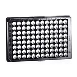 96W Cell-Repellent Plate, PS, Sterile, Flat Bottom, Black µClear, w/Lid