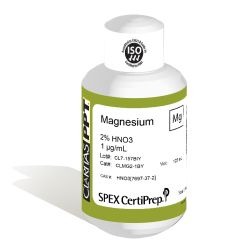 Claritas PPT Grade Magnesium for ICP-MS, 1 ug/mL (1 PPM), 125 mL, in 2% HNO3, SPEX Certiprep, CLMG2-1BY