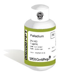 Claritas PPT Grade Palladium for ICP-MS, 1 ug/mL (1 PPM), 125 mL, in 2% HCl, SPEX Certiprep, CLPD1-1BY