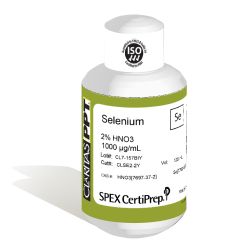 Claritas PPT Grade Selenium for ICP-MS, 1,000 ug/mL (1,000 PPM), 125 mL, in 2% HNO3, SPEX Certiprep, CLSE2-2Y
