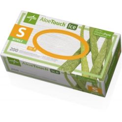 Medline MDS195284, AloeTouch ICE Powder-Free Nitrile Exam Gloves, Size Small, 2000/CS