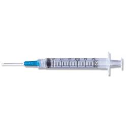 BD 309571 Syringe/ Needle Combination, 3mL, Luer-Lok Tip, 23G x 1", 100/bx, 8 bx/cs (Continental US Only) (Drop Ship Requires Pre-Approval)