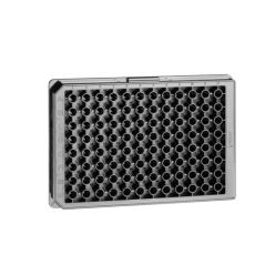 96W Half Area FLUOTRAC™™ 600 Plate, PS, High Binding,Flat Bottom, Chimney Style, Black