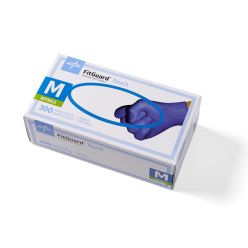 Medline FG3001 FitGuard Touch Nitrile Exam Gloves Nitrile, Dark Blue Glove, Beaded Cuff, Small (3000/case)