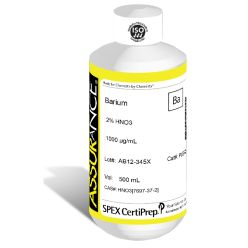 Assurance Grade Barium for AA and ICP, 1,000 ug/mL (1,000 PPM), 500 mL, in 2% HNO3, SPEX Certiprep, PLBA2-2X